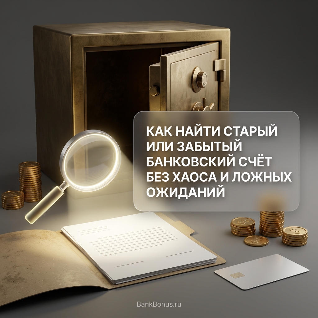 Как найти старый или забытый банковский счёт без хаоса и ложных ожиданий